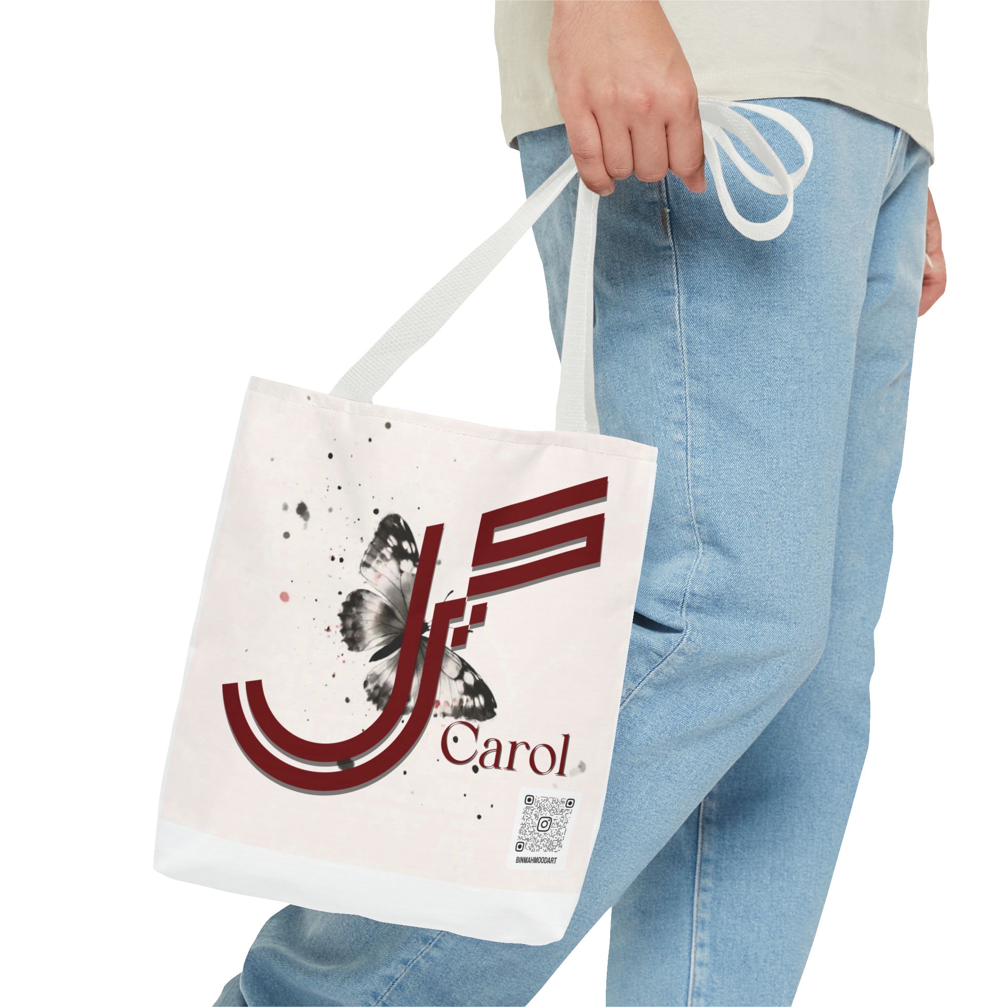 Carol – Geometric Fusion Arabic–Persian Calligraphy Tote Bag | Binmahmood - Image 11