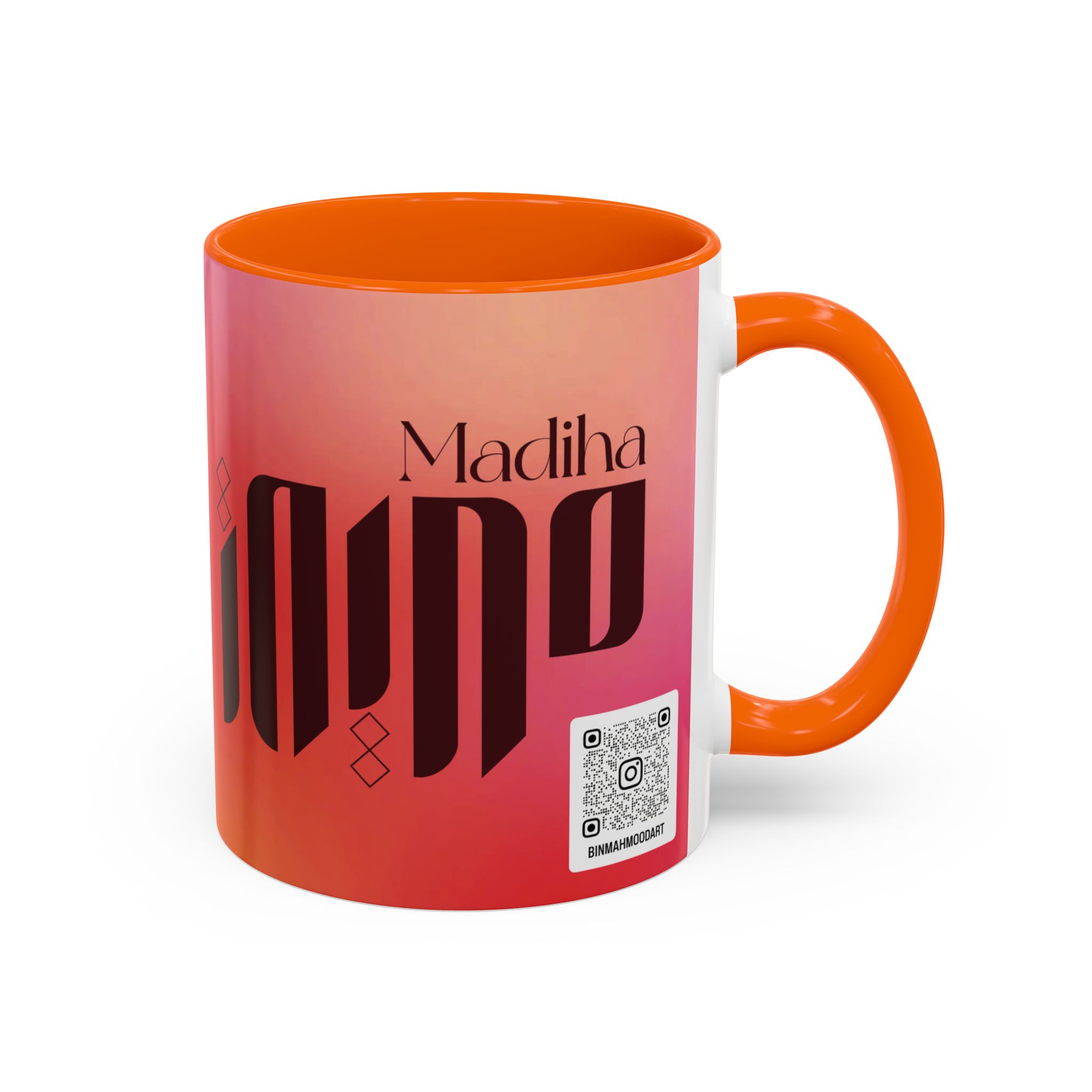 Personalized Arabic, Urdu, and Persian Fusion Madiha Calligraphy Mug – Zunaira Name Design by Bin Mahmood