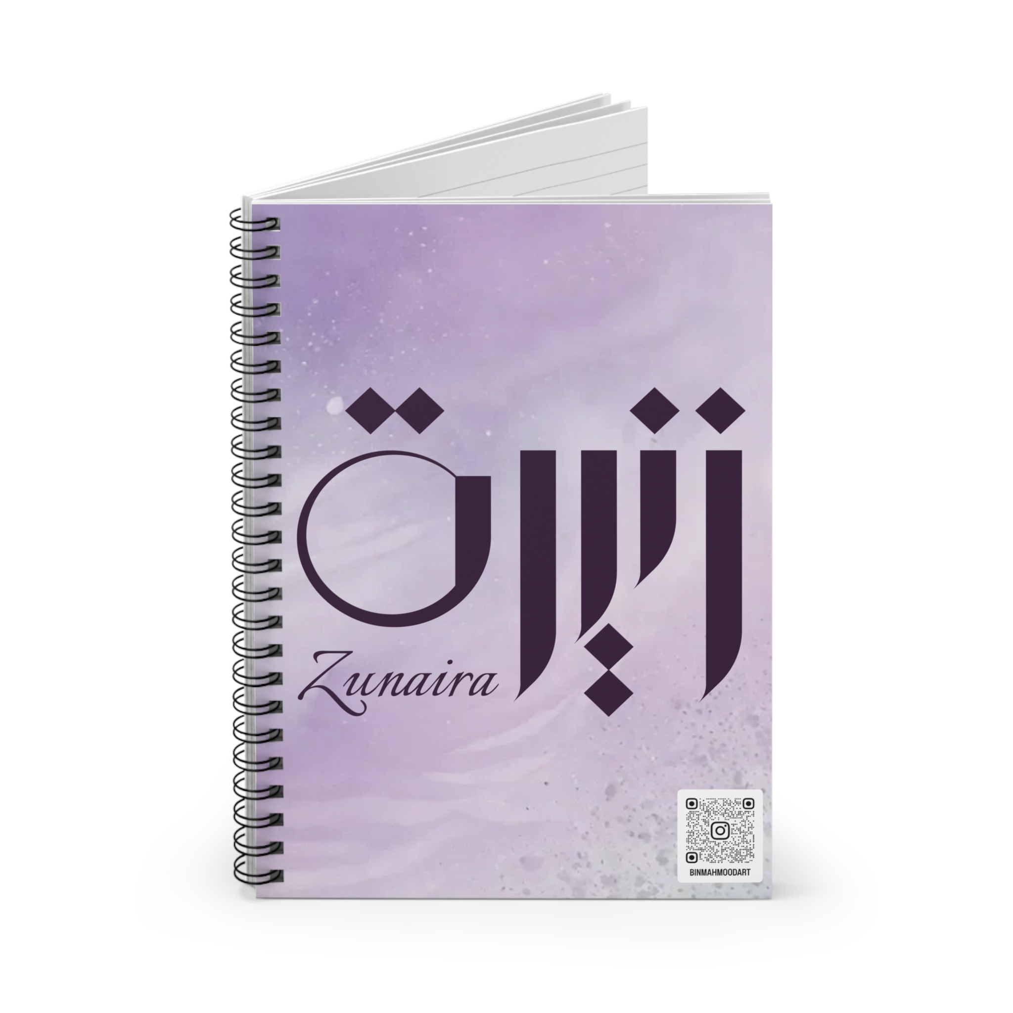 Zunaira – Arabic Calligraphy Spiral Notebook | Unique Personalized Gift by BinMahmood - Image 2