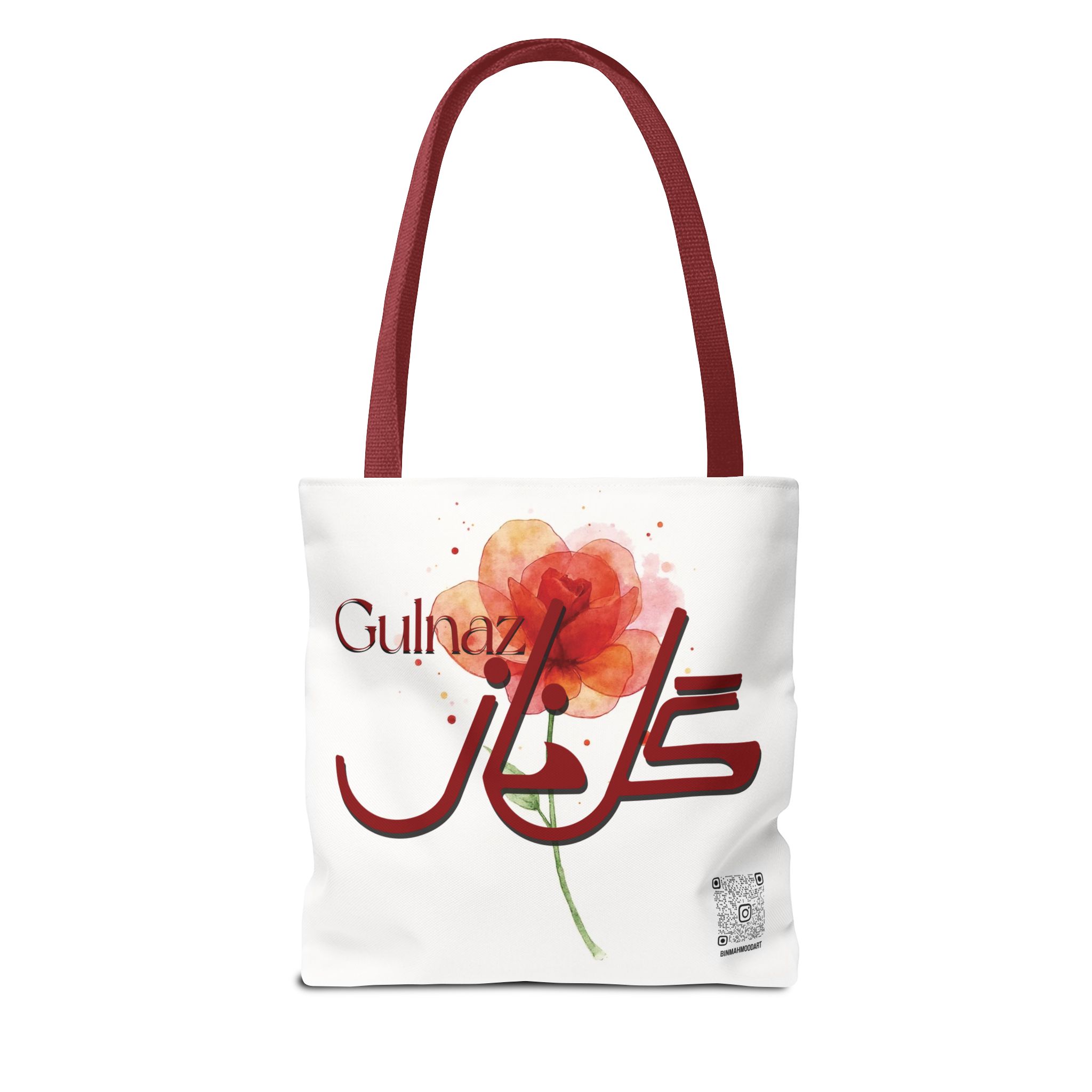 Gulnaz – Geometric Fusion Arabic–Persian Calligraphy Tote Bag | Binmahmood - Image 3