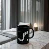 Glossy black ceramic Arabic calligraphy black mug with white personalized name design — Carol customized mug