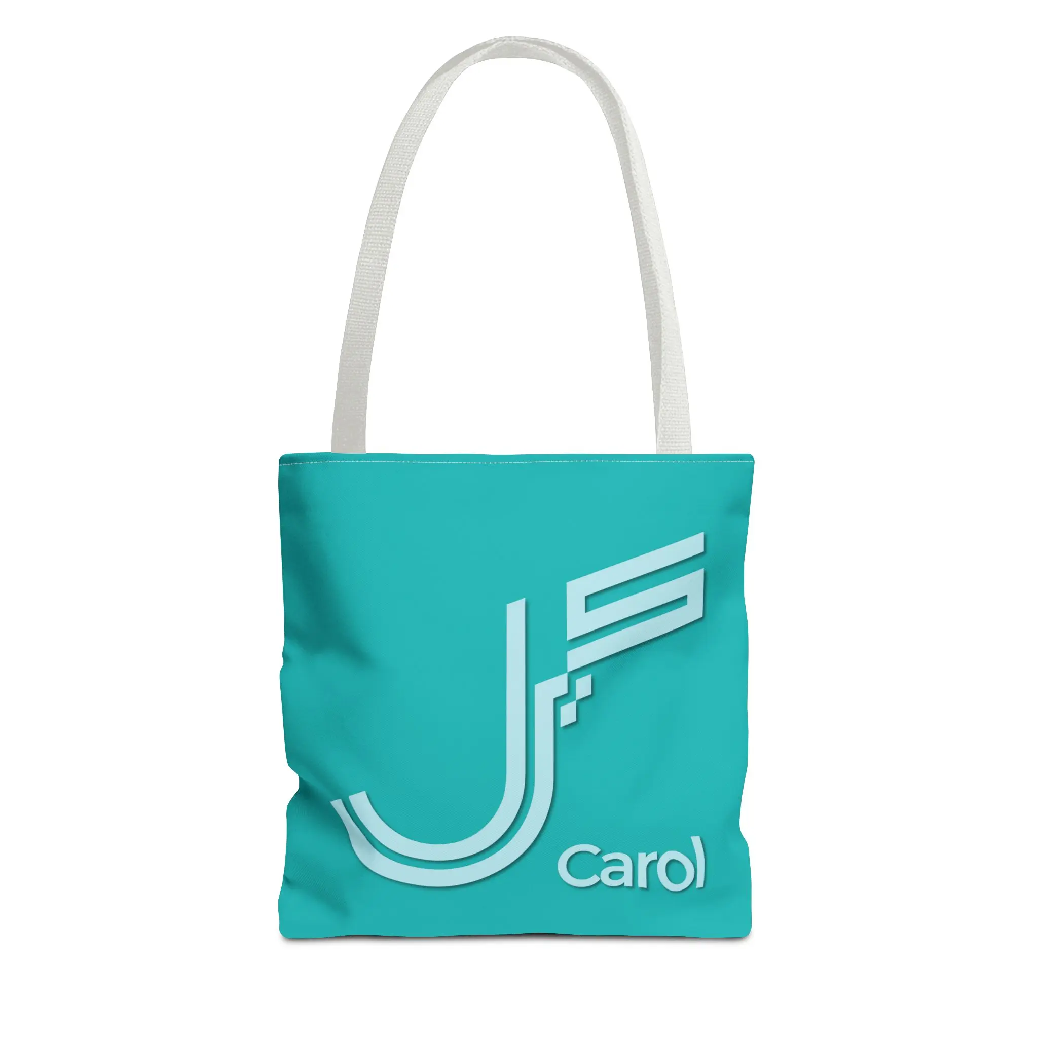 Product Printify mockup with white background for Carol personalized Fusion Persian - Urdu calligraphy tote - Teal Eiditon - binmahmood
