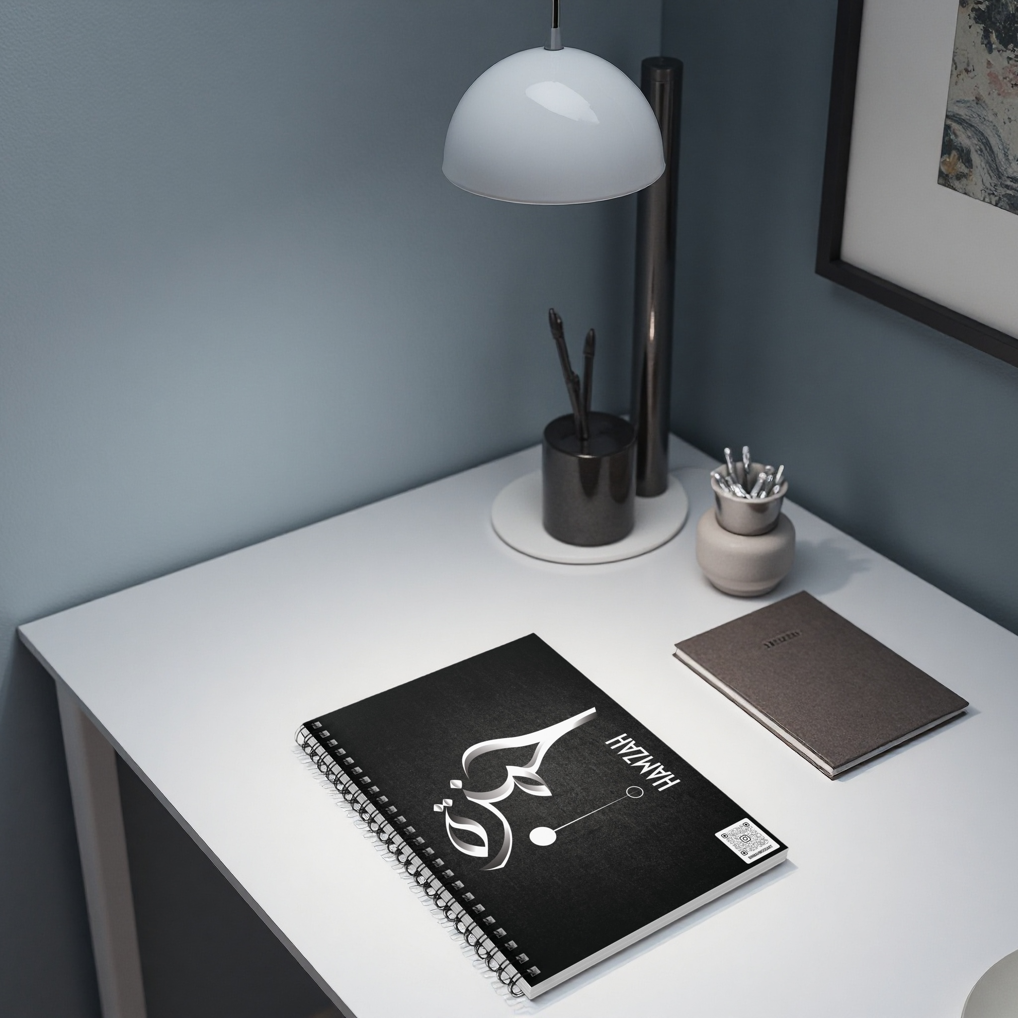 Personalized Arabic, Urdu, and Persian Fusion calligraphy Spiral Notebook - Hamzah Name Designed by BinMahmood