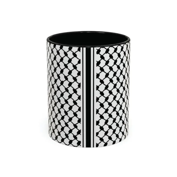 Palestine Keffiyeh black and white pattern two-tone ceramic mug product photo — BinMahmood