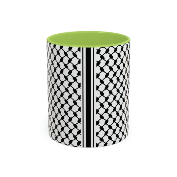 Palestine Keffiyeh red and white pattern two-tone ceramic mug product photo — BinMahmood