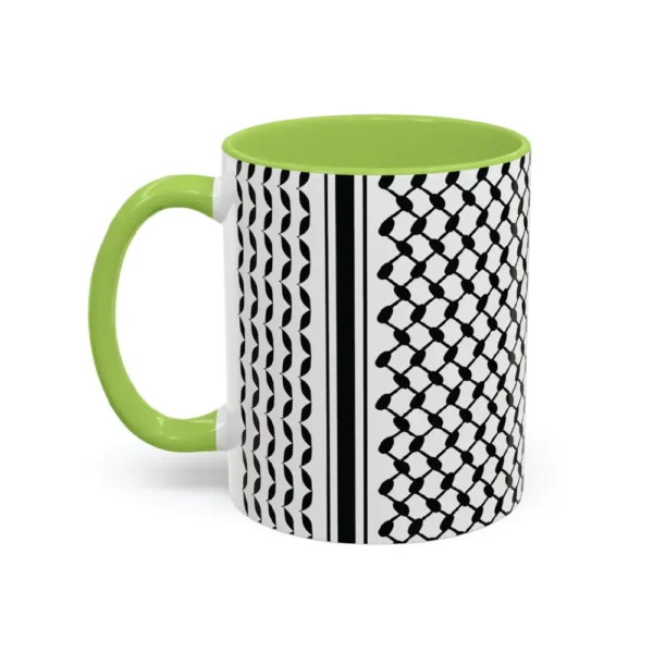 Palestine Keffiyeh red and white pattern two-tone ceramic mug product photo — BinMahmood