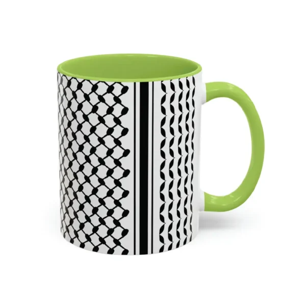 Palestine Keffiyeh red and white pattern two-tone ceramic mug product photo — BinMahmood