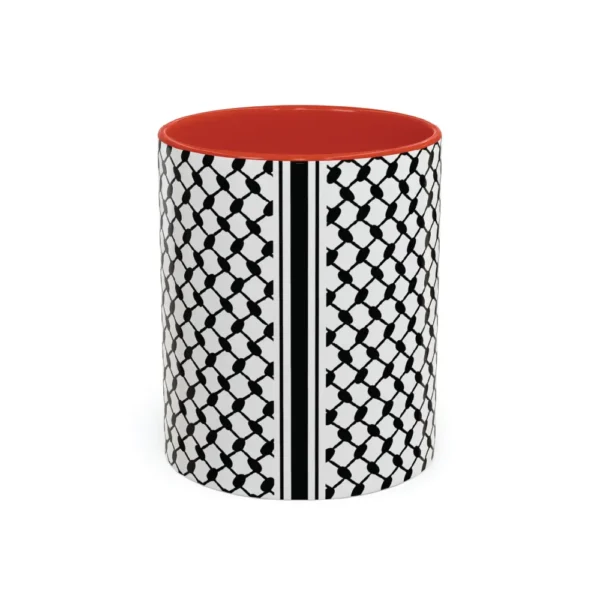Palestine Keffiyeh black and white pattern two-tone ceramic mug product photo — BinMahmood