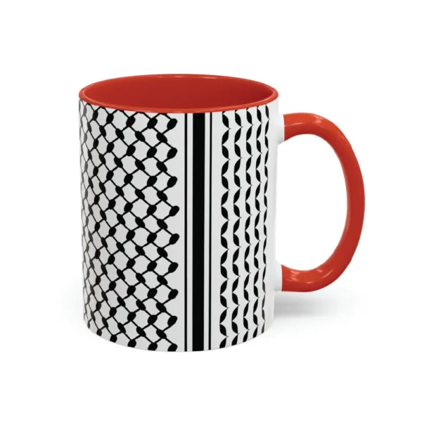 Palestine Keffiyeh black and white pattern two-tone ceramic mug product photo — BinMahmood