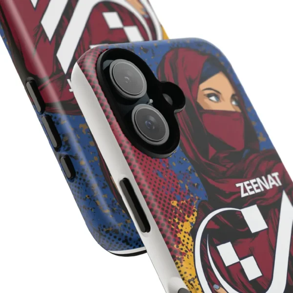 mobile phone cover with Zeenat name Arabic Typography by BinMahmood with various angles showing the durable mobile cover