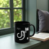 Glossy black ceramic Arabic calligraphy black mug with white personalized name design — Siri customized mug