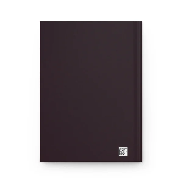Ayesha name journal cover in plum with muted rose gold Arabic calligraphy, product mockup on white background