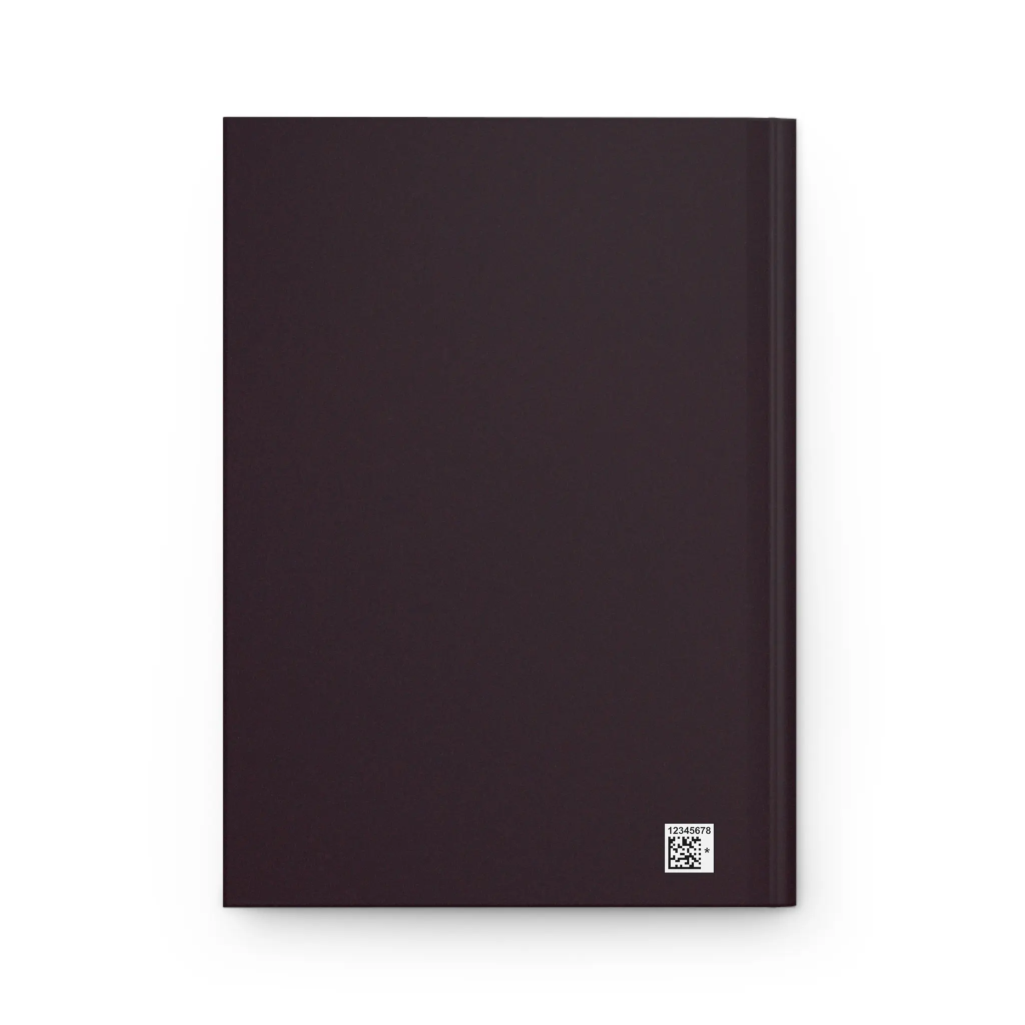Ayesha name journal cover in plum with muted rose gold Arabic calligraphy, product mockup on white background