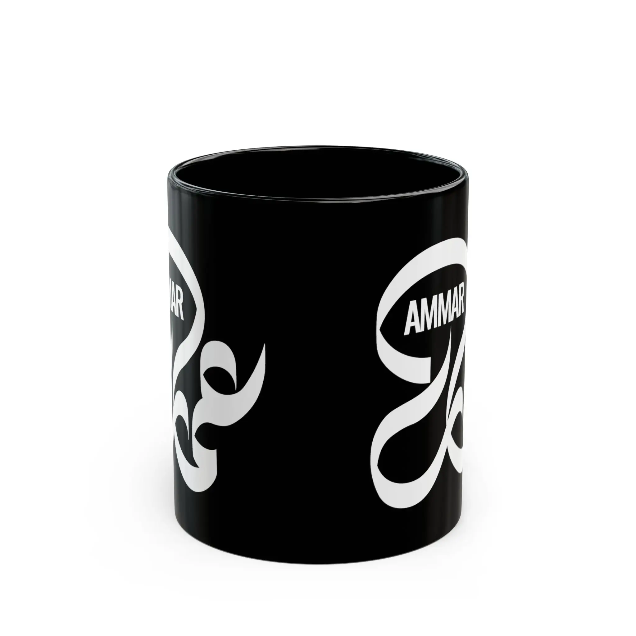 Ammar Arabic name mug with signature black ceramic, personalized Islamic gift for him