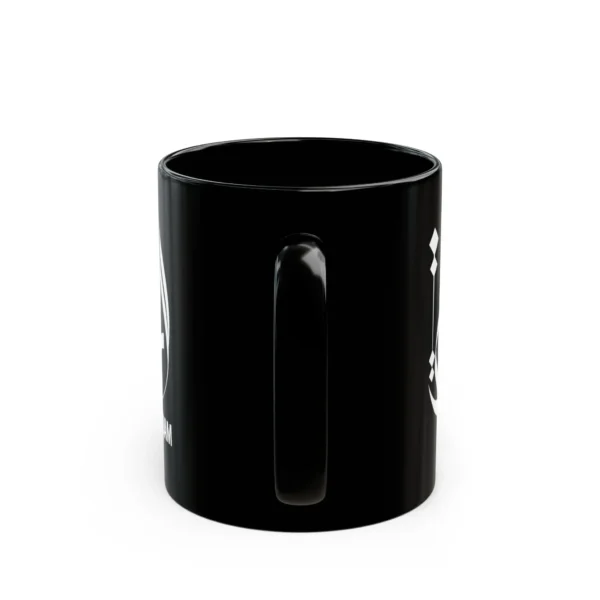 Product mockup in white background for Arqam personalized Arabic fusion calligraphy black coffee mug - binmahmood