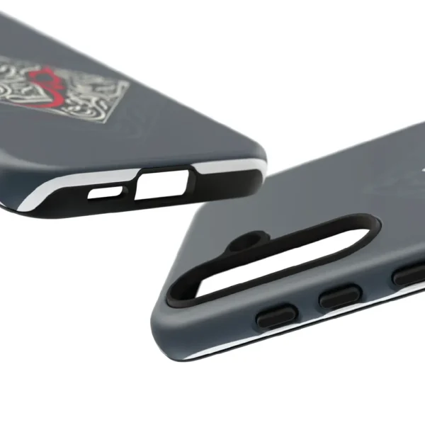 Studio product view of the premium dual-layer Bedouin Love impact resistant mobile cover showing precise camera cutouts by BinMahmood.