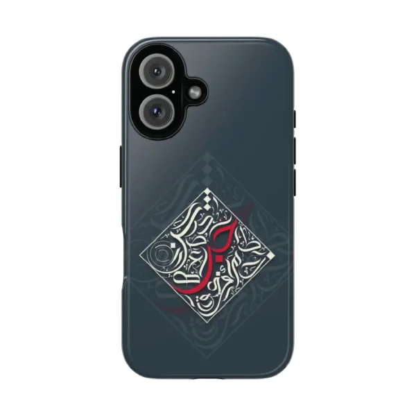 Studio product view of the premium dual-layer Bedouin Love impact resistant mobile cover showing precise camera cutouts by BinMahmood.