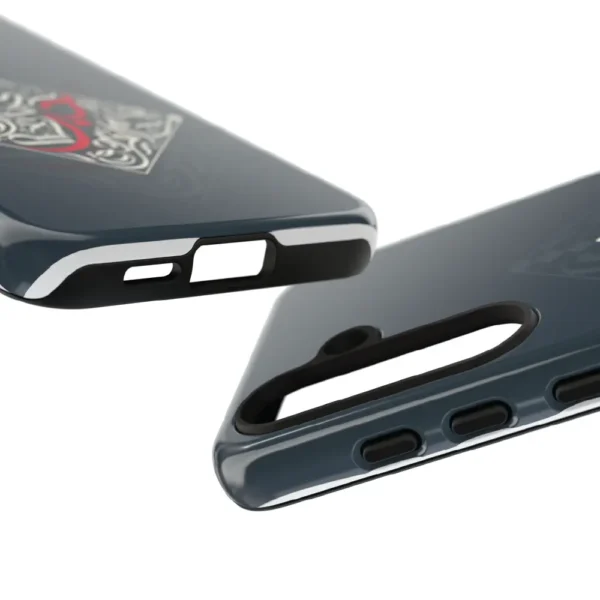 Studio product view of the premium dual-layer Bedouin Love impact resistant mobile cover showing precise camera cutouts by BinMahmood.