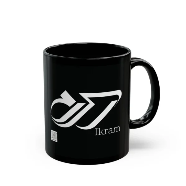Product mockup with white background for Ikram Arabic Fusion Typography black mug