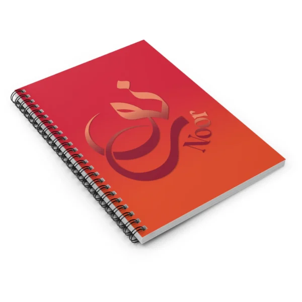 Clean mockup images of Noor personalized Arabic calligraphy notebook with white background